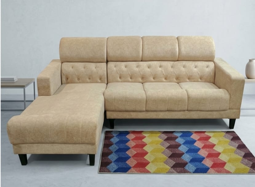 Cream L-Shape Lounge Sofa